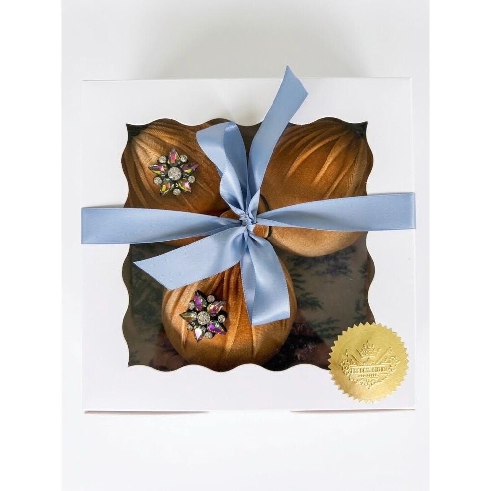 Gold Christmas Ornaments Set of 3, Gift Boxed